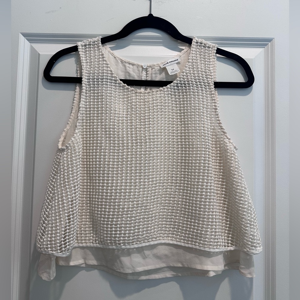 Club Monaco Cream Textured Tank Top